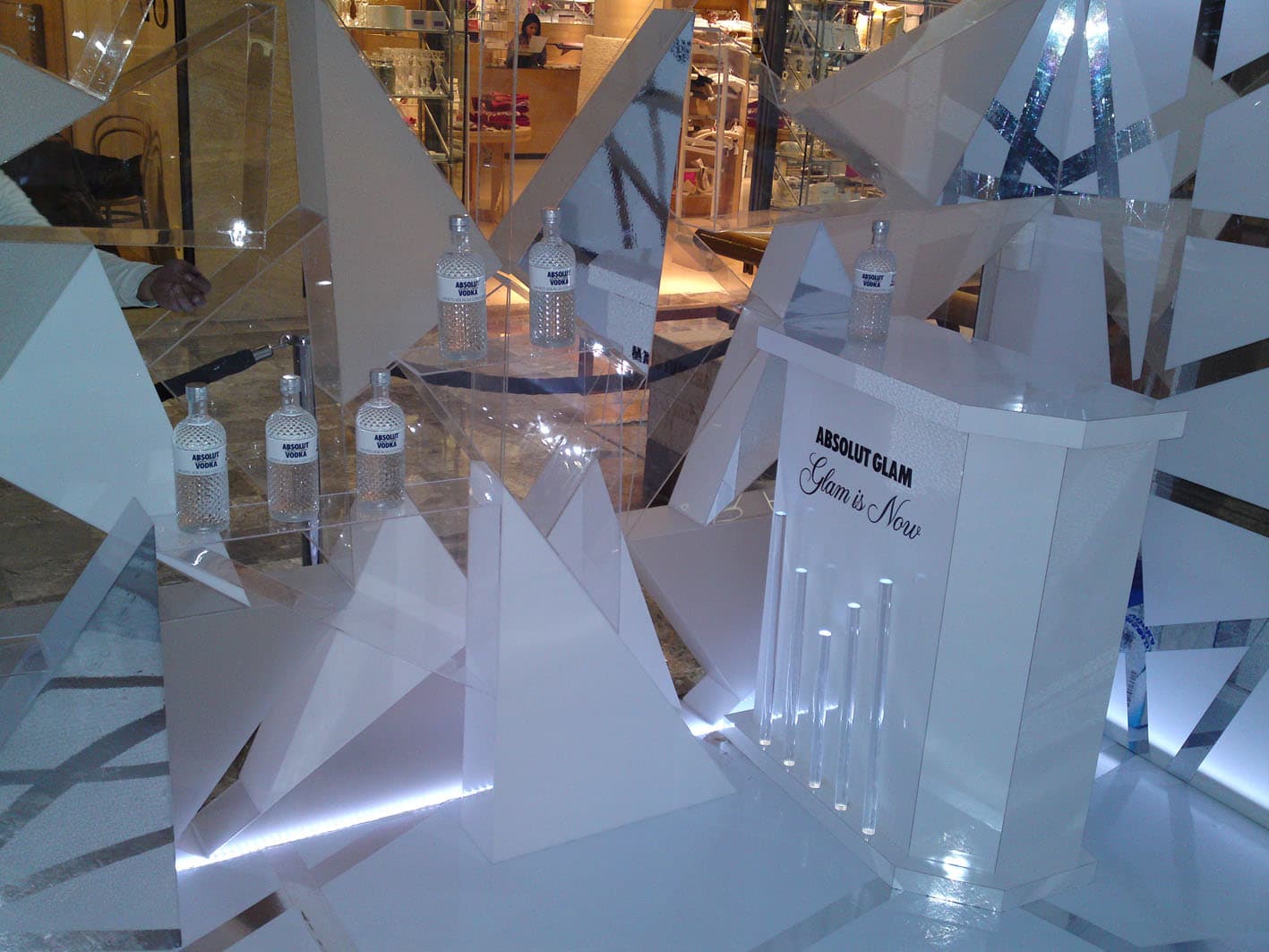 Close-up of the Absolut Glam product display