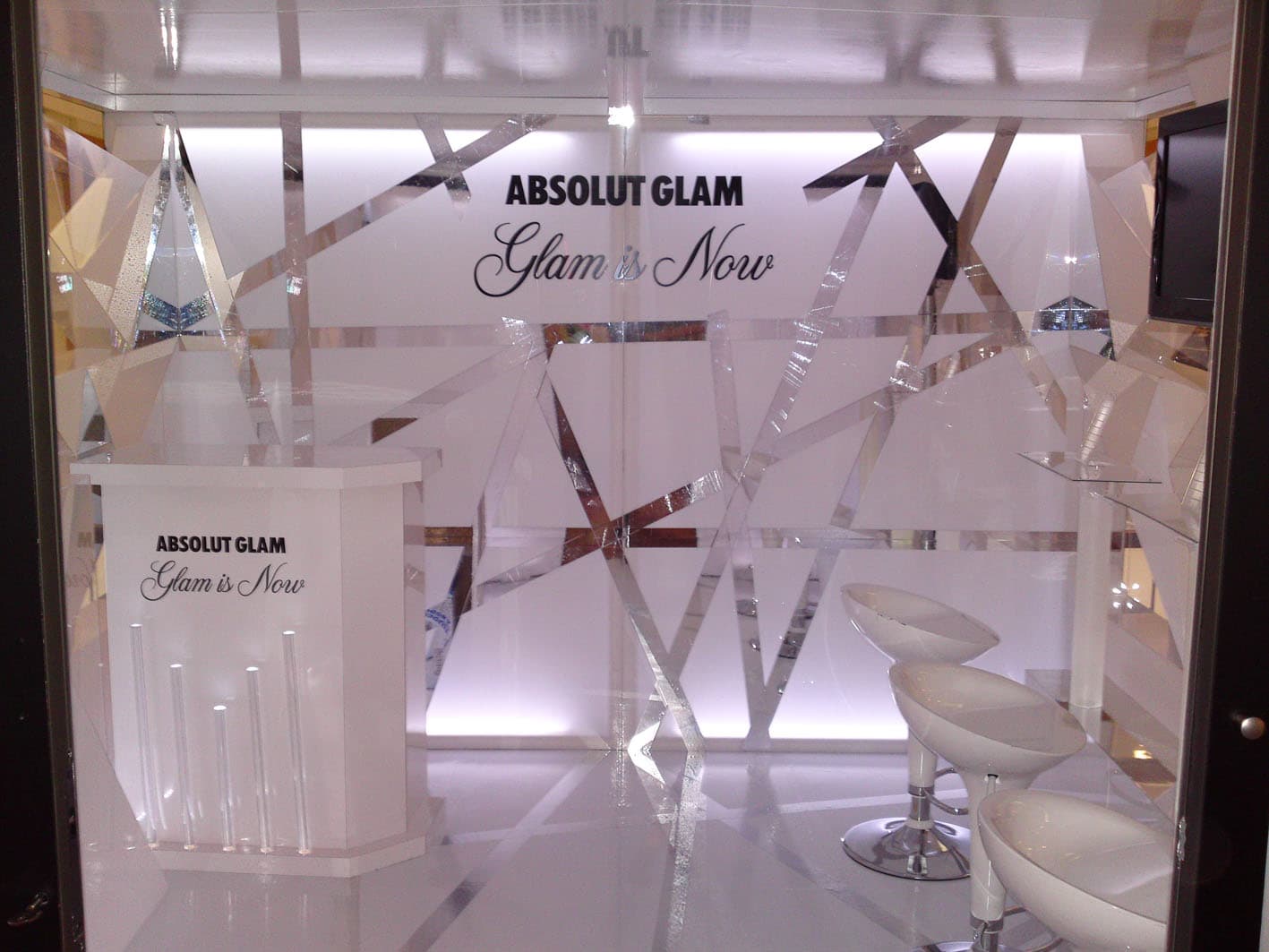 Interior view of the completed Absolut Glam installation