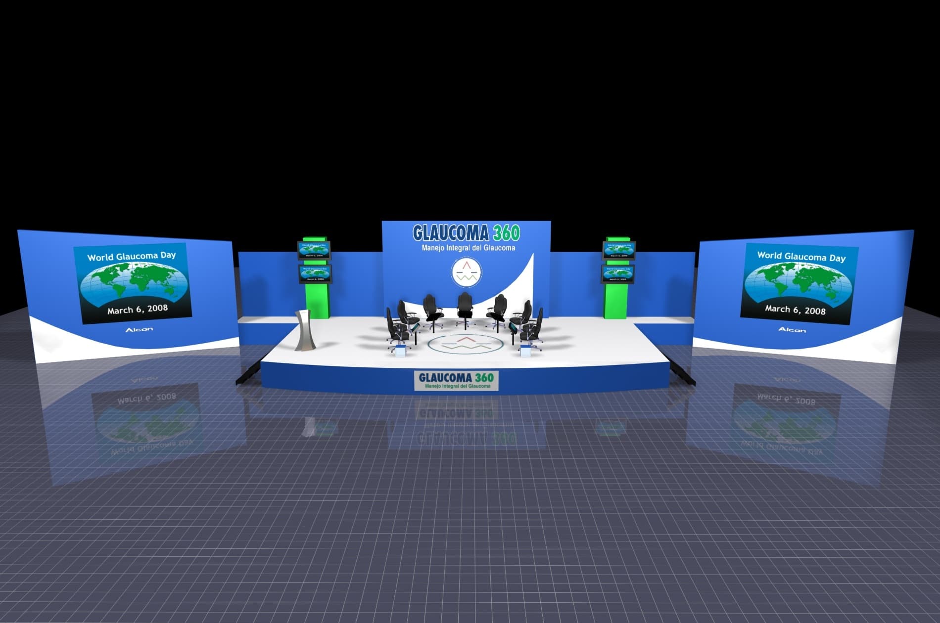 Three-dimensional scenic proposal for the Alcon medical congress