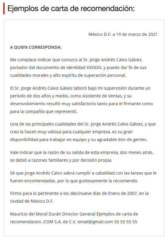 Ejemplode recommendation letter template and practical writing guidance